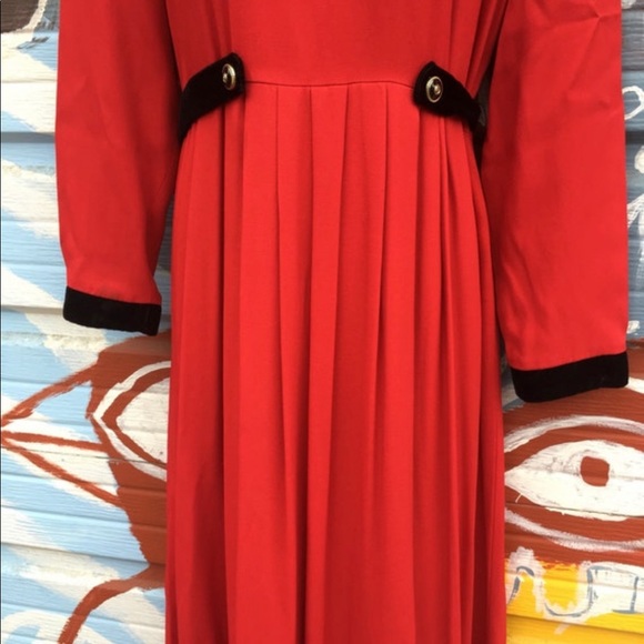 Vintage 80s Red Cocktail Dress Size 8 - Picture 2 of 4